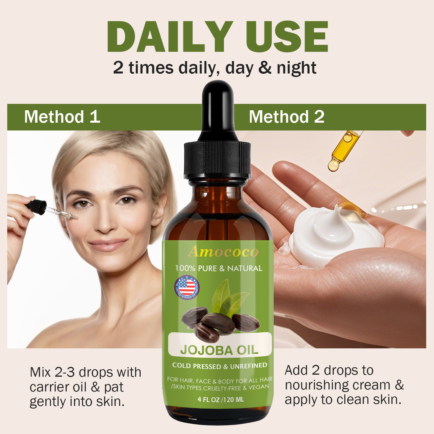 Amococo 2 pezzi Olio di Jojoba - Face Oil Rosehip recensione e prezzo